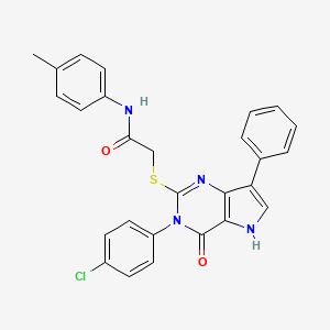 molecular formula C27H21ClN4O2S B2356946 2-((3-(4-chlorophenyl)-4-oxo-7-phenyl-4,5-dihydro-3H-pyrrolo[3,2-d]pyrimidin-2-yl)thio)-N-(p-tolyl)acetamide CAS No. 2034480-88-9