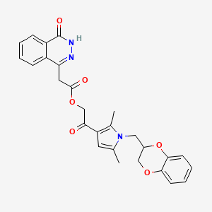 [2-[1-(2,3-dihydro-1,4-benzodioxin-3-ylmethyl)-2,5-dimethylpyrrol-3-yl]-2-oxoethyl] 2-(4-oxo-3H-phthalazin-1-yl)acetate