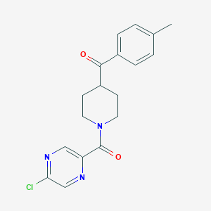 molecular formula C18H18ClN3O2 B2356952 [1-(5-Chloropyrazine-2-carbonyl)piperidin-4-yl]-(4-methylphenyl)methanone CAS No. 2249240-16-0