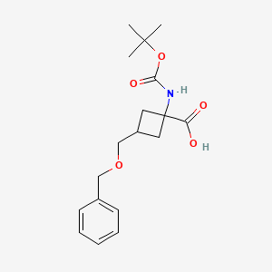 molecular formula C18H25NO5 B2356974 3-[(苄氧基)甲基]-1-{[(叔丁氧基)羰基]氨基}环丁烷-1-羧酸 CAS No. 191110-91-5
