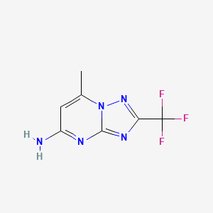 molecular formula C7H6F3N5 B2356995 7-Methyl-2-(trifluoromethyl)-[1,2,4]triazolo[1,5-a]pyrimidin-5-amine CAS No. 554408-52-5