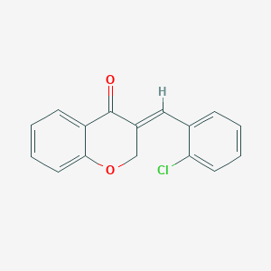molecular formula C16H11ClO2 B2356996 3-[(E)-(2-chlorophenyl)methylidene]-2,3-dihydro-4H-chromen-4-one CAS No. 1333395-36-0
