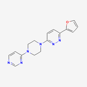 molecular formula C16H16N6O B2356998 3-(Furan-2-yl)-6-(4-pyrimidin-4-ylpiperazin-1-yl)pyridazine CAS No. 2380187-28-8