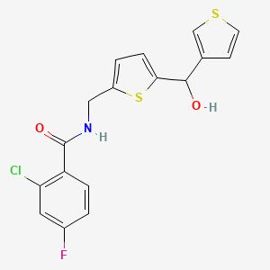 2-chloro-4-fluoro-N-((5-(hydroxy(thiophen-3-yl)methyl)thiophen-2-yl)methyl)benzamide