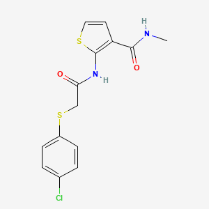 molecular formula C14H13ClN2O2S2 B2357006 2-(2-((4-氯苯基)硫代)乙酰胺基)-N-甲基噻吩-3-甲酰胺 CAS No. 895472-95-4