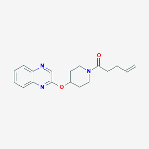 molecular formula C18H21N3O2 B2357007 1-(4-(Quinoxalin-2-yloxy)piperidin-1-yl)pent-4-en-1-one CAS No. 1704601-00-2