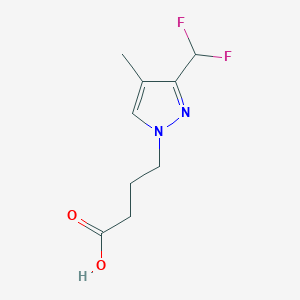 molecular formula C9H12F2N2O2 B2357008 4-[3-(difluoromethyl)-4-methyl-1H-pyrazol-1-yl]butanoic acid CAS No. 1856046-61-1