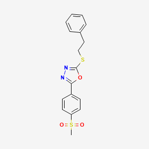 2-(4-(Methylsulfonyl)phenyl)-5-(phenethylthio)-1,3,4-oxadiazole