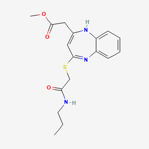 molecular formula C17H21N3O3S B2357019 methyl (4-{[2-oxo-2-(propylamino)ethyl]thio}-1H-1,5-benzodiazepin-2-yl)acetate CAS No. 1251676-23-9