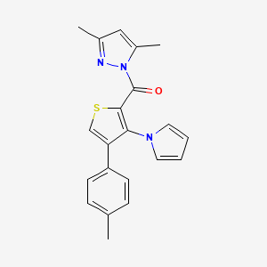 molecular formula C21H19N3OS B2357021 (3,5-dimethyl-1H-pyrazol-1-yl)[4-(4-methylphenyl)-3-(1H-pyrrol-1-yl)thiophen-2-yl]methanone CAS No. 1172880-33-9