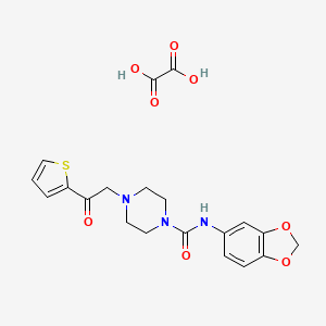 molecular formula C20H21N3O8S B2357025 N-(benzo[d][1,3]dioxol-5-yl)-4-(2-oxo-2-(thiophen-2-yl)ethyl)piperazine-1-carboxamide oxalate CAS No. 1351588-20-9