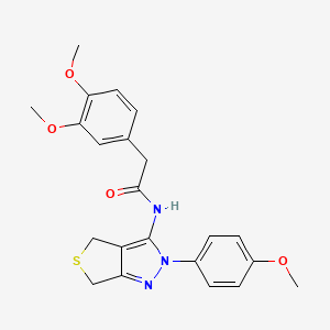 molecular formula C22H23N3O4S B2357031 2-(3,4-dimethoxyphenyl)-N-(2-(4-methoxyphenyl)-4,6-dihydro-2H-thieno[3,4-c]pyrazol-3-yl)acetamide CAS No. 476458-24-9