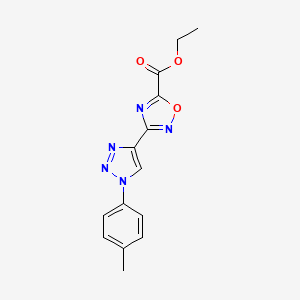 molecular formula C14H13N5O3 B2357032 ethyl 3-[1-(4-methylphenyl)-1H-1,2,3-triazol-4-yl]-1,2,4-oxadiazole-5-carboxylate CAS No. 1370592-91-8