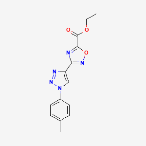 molecular formula C14H13N5O3 B2357032 3-(1-(4-méthylphényl)-1H-1,2,3-triazol-4-yl)-1,2,4-oxadiazole-5-carboxylate d'éthyle CAS No. 1370592-91-8