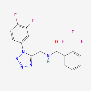 molecular formula C16H10F5N5O B2357049 N-((1-(3,4-二氟苯基)-1H-四唑-5-基)甲基)-2-(三氟甲基)苯甲酰胺 CAS No. 942000-07-9