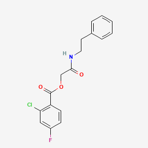 molecular formula C17H15ClFNO3 B2357063 2-氧代-2-(苯乙胺基)乙基 2-氯-4-氟苯甲酸酯 CAS No. 876536-85-5
