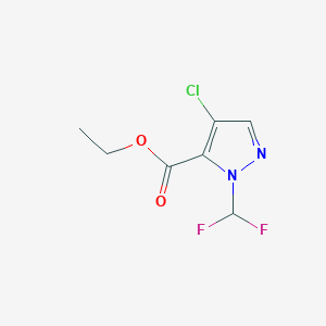 molecular formula C7H7ClF2N2O2 B2357066 ethyl 4-chloro-1-(difluoromethyl)-1H-pyrazole-5-carboxylate CAS No. 1856090-67-9