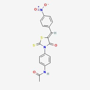 molecular formula C18H13N3O4S2 B2357067 (Z)-N-(4-(5-(4-硝基苄叉)-4-氧代-2-硫代噻唑烷-3-基)苯基)乙酰胺 CAS No. 868148-08-7