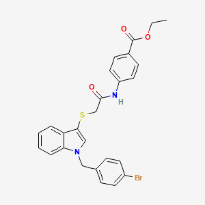 molecular formula C26H23BrN2O3S B2357086 4-[[2-[1-[(4-溴苯基)甲基]吲哚-3-基]硫代乙酰基]氨基]苯甲酸乙酯 CAS No. 681274-33-9