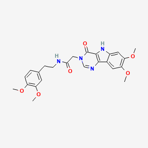 molecular formula C24H26N4O6 B2357093 2-(7,8-dimethoxy-4-oxo-4,5-dihydro-3H-pyrimido[5,4-b]indol-3-yl)-N-(3,4-dimethoxyphenethyl)acetamide CAS No. 1189655-83-1