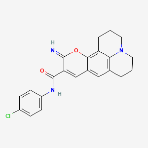 molecular formula C22H20ClN3O2 B2357110 N-(4-chlorophenyl)-11-imino-2,3,6,7-tetrahydro-1H,5H,11H-pyrano[2,3-f]pyrido[3,2,1-ij]quinoline-10-carboxamide CAS No. 902627-17-2