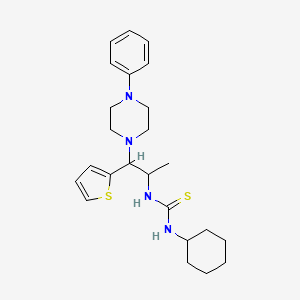 molecular formula C24H34N4S2 B2357113 1-环己基-3-(1-(4-苯基哌嗪-1-基)-1-(噻吩-2-基)丙烷-2-基)硫脲 CAS No. 863017-71-4