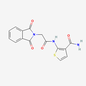 molecular formula C15H11N3O4S B2357115 2-(2-(1,3-二氧代异吲哚啉-2-基)乙酰氨基)噻吩-3-甲酰胺 CAS No. 750602-75-6