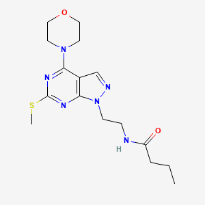 molecular formula C16H24N6O2S B2357189 N-(2-(6-(甲硫基)-4-吗啉基-1H-吡唑并[3,4-d]嘧啶-1-基)乙基)丁酰胺 CAS No. 946364-65-4