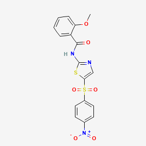 molecular formula C17H13N3O6S2 B2357211 2-methoxy-N-{5-[(4-nitrophenyl)sulfonyl]-1,3-thiazol-2-yl}benzamide CAS No. 302548-46-5