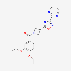 molecular formula C20H21N5O4 B2357218 (3,4-Diethoxyphenyl)(3-(3-(pyrimidin-2-yl)-1,2,4-oxadiazol-5-yl)azetidin-1-yl)methanone CAS No. 1323775-52-5