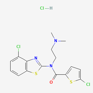 molecular formula C16H16Cl3N3OS2 B2357226 5-氯-N-(4-氯苯并[d]噻唑-2-基)-N-(2-(二甲氨基)乙基)噻吩-2-甲酰胺盐酸盐 CAS No. 1216638-30-0