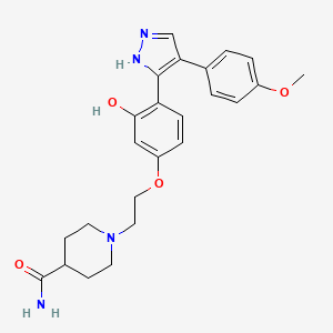 molecular formula C24H28N4O4 B2357231 1-(2-(3-hydroxy-4-(4-(4-methoxyphenyl)-1H-pyrazol-3-yl)phenoxy)ethyl)piperidine-4-carboxamide CAS No. 1010867-45-4