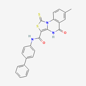 molecular formula C24H17N3O2S2 B2357240 N-联苯-4-基-7-甲基-5-氧代-1-硫代-4,5-二氢[1,3]噻唑并[3,4-a]喹唑啉-3-甲酰胺 CAS No. 1113130-82-7