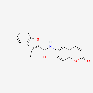 molecular formula C20H15NO4 B2357247 3,5-二甲基-N-(2-氧代-2H-色满-6-基)苯并呋喃-2-甲酰胺 CAS No. 923178-23-8