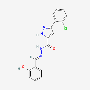 molecular formula C17H13ClN4O2 B2357260 3-(2-chlorophenyl)-N'-[(E)-(2-hydroxyphenyl)methylidene]-1H-pyrazole-5-carbohydrazide CAS No. 1285535-60-5