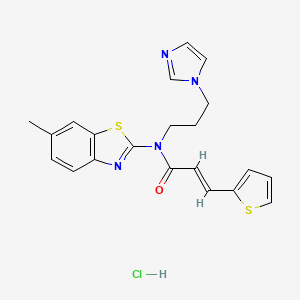 molecular formula C21H21ClN4OS2 B2357263 (E)-N-(3-(1H-imidazol-1-yl)propyl)-N-(6-methylbenzo[d]thiazol-2-yl)-3-(thiophen-2-yl)acrylamide hydrochloride CAS No. 1217211-26-1