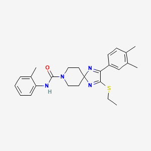 molecular formula C25H30N4OS B2357273 2-(3,4-dimethylphenyl)-3-(ethylthio)-N-(2-methylphenyl)-1,4,8-triazaspiro[4.5]deca-1,3-diene-8-carboxamide CAS No. 894886-22-7