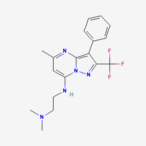 molecular formula C18H20F3N5 B2357277 N,N-二甲基-N'-[5-甲基-3-苯基-2-(三氟甲基)吡唑并[1,5-a]嘧啶-7-基]乙烷-1,2-二胺 CAS No. 900876-05-3