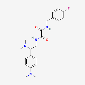 molecular formula C21H27FN4O2 B2357278 N1-(2-(dimethylamino)-2-(4-(dimethylamino)phenyl)ethyl)-N2-(4-fluorobenzyl)oxalamide CAS No. 941886-99-3
