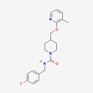 molecular formula C20H24FN3O2 B2357281 N-[(4-Fluorophenyl)methyl]-4-[(3-methylpyridin-2-yl)oxymethyl]piperidine-1-carboxamide CAS No. 2380040-78-6