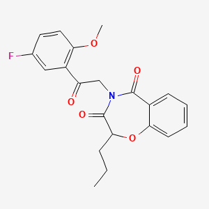 molecular formula C21H20FNO5 B2357282 4-(2-(5-氟-2-甲氧基苯基)-2-氧代乙基)-2-丙基苯并[f][1,4]恶二嗪-3,5(2H,4H)-二酮 CAS No. 905430-66-2