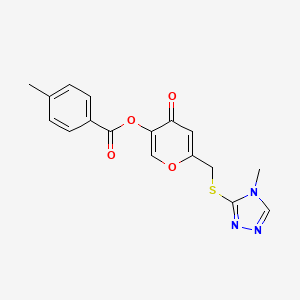 molecular formula C17H15N3O4S B2357294 [6-[(4-甲基-1,2,4-三唑-3-基)硫代甲基]-4-氧代吡喃-3-基] 4-甲基苯甲酸酯 CAS No. 877815-96-8