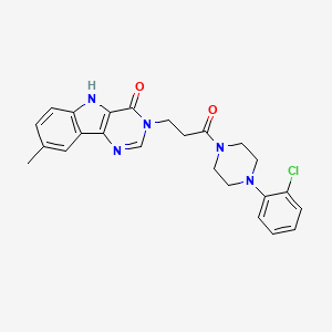 B2357299 3-(3-(4-(2-chlorophenyl)piperazin-1-yl)-3-oxopropyl)-8-methyl-3H-pyrimido[5,4-b]indol-4(5H)-one CAS No. 1189860-34-1