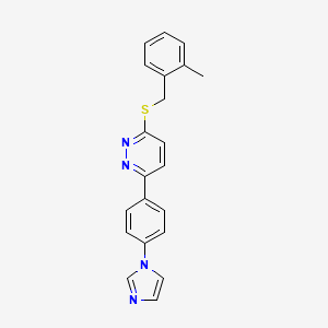 molecular formula C21H18N4S B2357301 3-(4-(1H-咪唑-1-基)苯基)-6-((2-甲基苯基)硫)吡啶并 CAS No. 898410-20-3