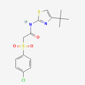 molecular formula C15H17ClN2O3S2 B2357305 N-(4-(叔丁基)噻唑-2-基)-2-((4-氯苯基)磺酰基)乙酰胺 CAS No. 895460-64-7