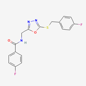 B2357310 4-fluoro-N-((5-((4-fluorobenzyl)thio)-1,3,4-oxadiazol-2-yl)methyl)benzamide CAS No. 941985-42-8