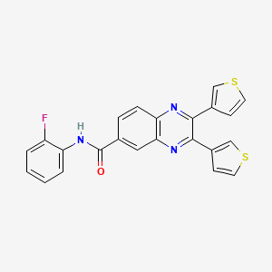 B2357316 N-(2-fluorophenyl)-2,3-di(thiophen-3-yl)quinoxaline-6-carboxamide CAS No. 879074-17-6
