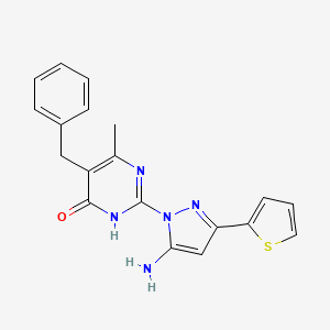 molecular formula C19H17N5OS B2357317 2-(5-氨基-3-(噻吩-2-基)-1H-吡唑-1-基)-5-苄基-6-甲基嘧啶-4(3H)-酮 CAS No. 1226445-04-0