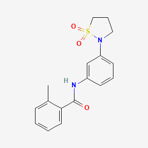 molecular formula C17H18N2O3S B2357320 N-(3-(1,1-二氧代异噻唑啉-2-基)苯基)-2-甲基苯甲酰胺 CAS No. 941974-87-4