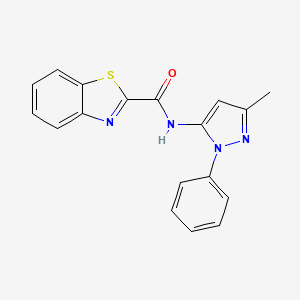 molecular formula C18H14N4OS B2357325 N-(3-甲基-1-苯基-1H-吡唑-5-基)苯并[d]噻唑-2-甲酰胺 CAS No. 1203087-32-4